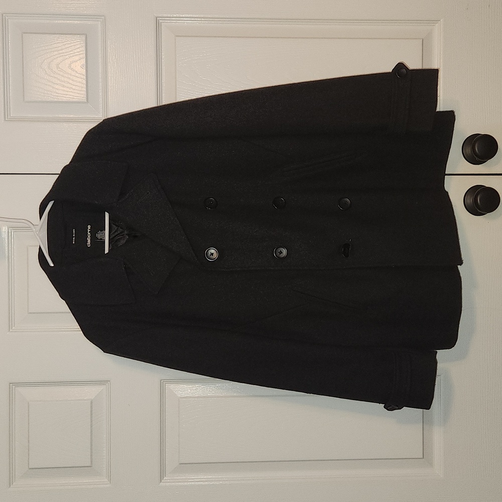 Men's black peacoat